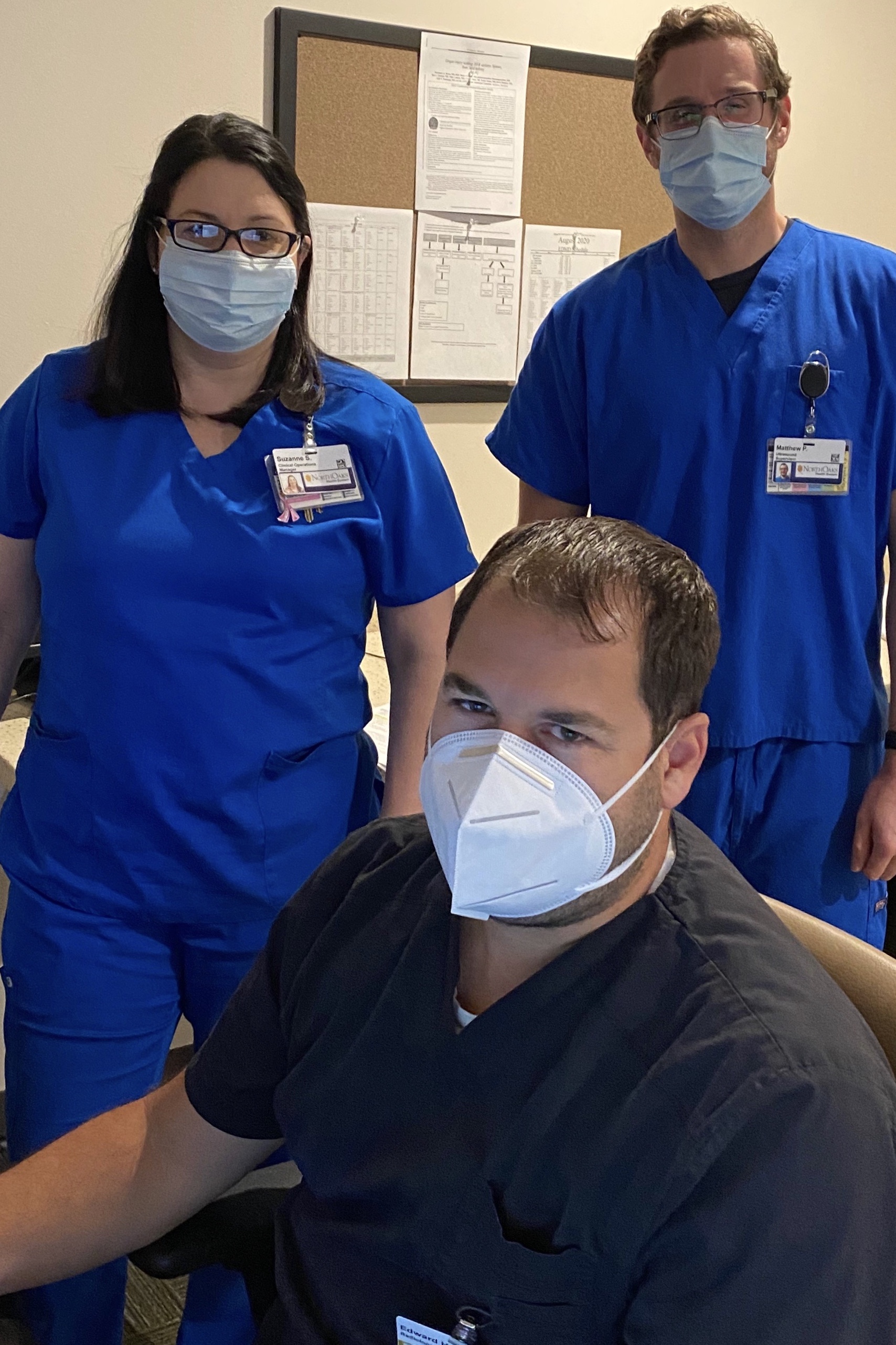 Clockwise, from left, are Diagnostics Clinical Operations Manager Suzanne Smith, Ultrasound Supervisor Matthew Peralta and Diagnostics Medical Director Edward Hernandez, MD.