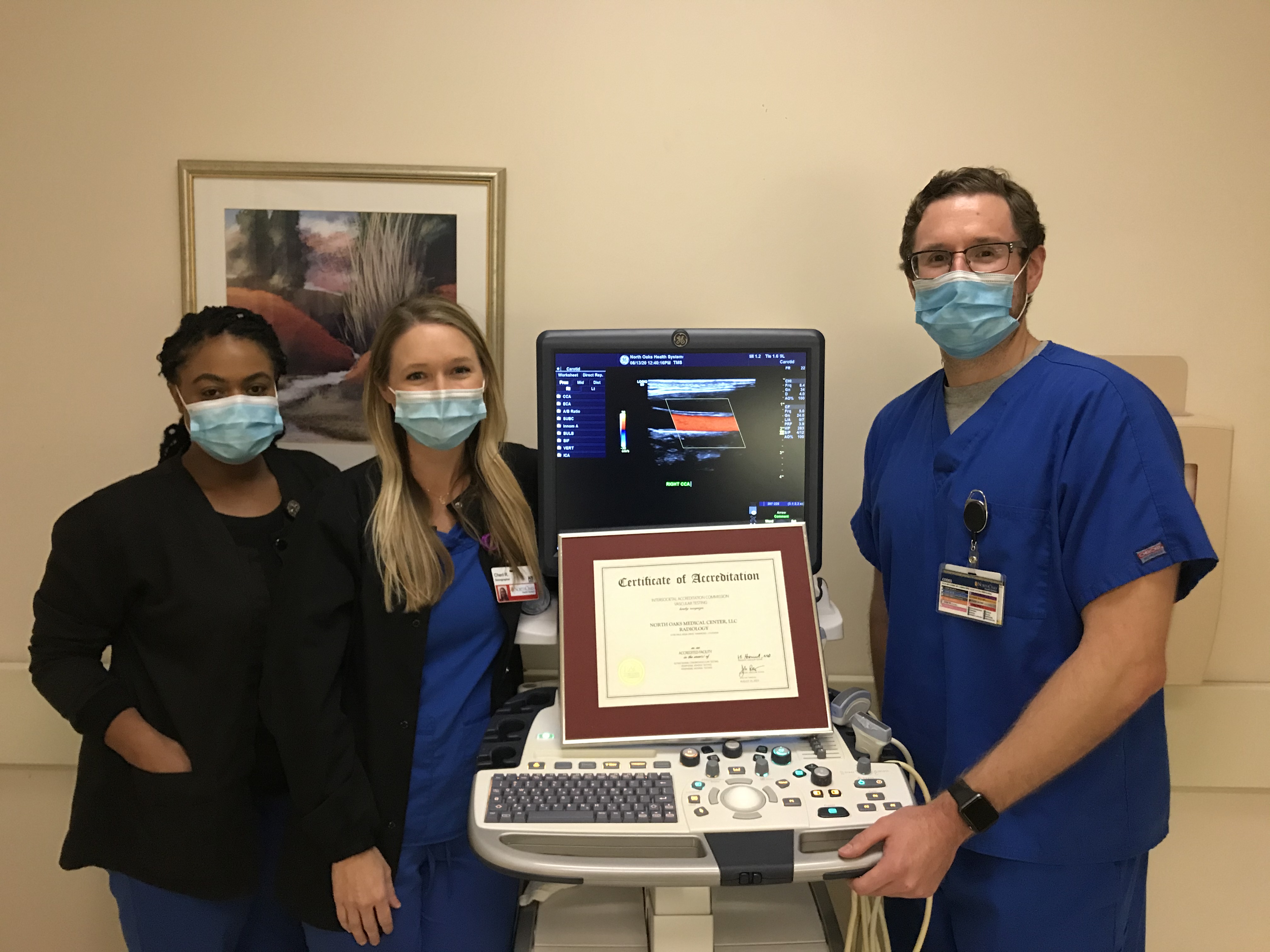 From left at North Oaks Medical Center are Ultrasound Technologists Tyare Standberry and Cheri Borgstede with Supervisor Matthew Peralta. 