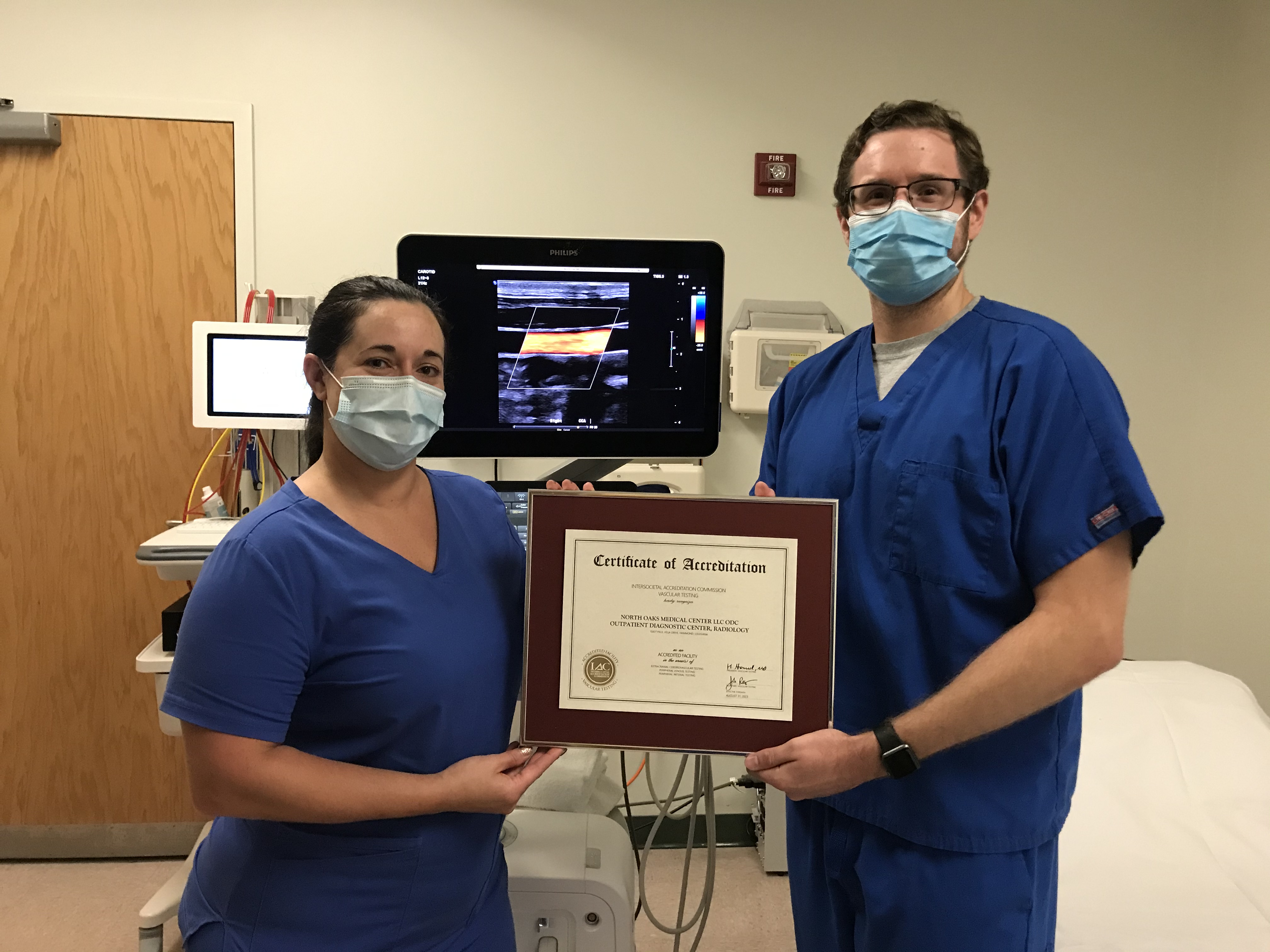 Ultrasound Supervisor Matthew Peralta joins Ultrasound Technologist Gina Clement at North Oaks Diagnostic Center. 