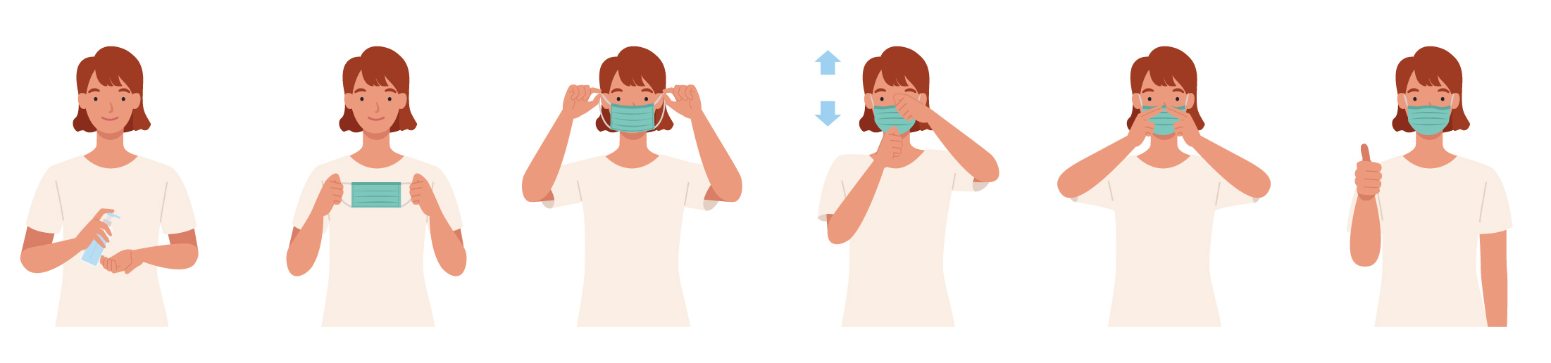 drawing of person demonstrating how to properly wear a face mask